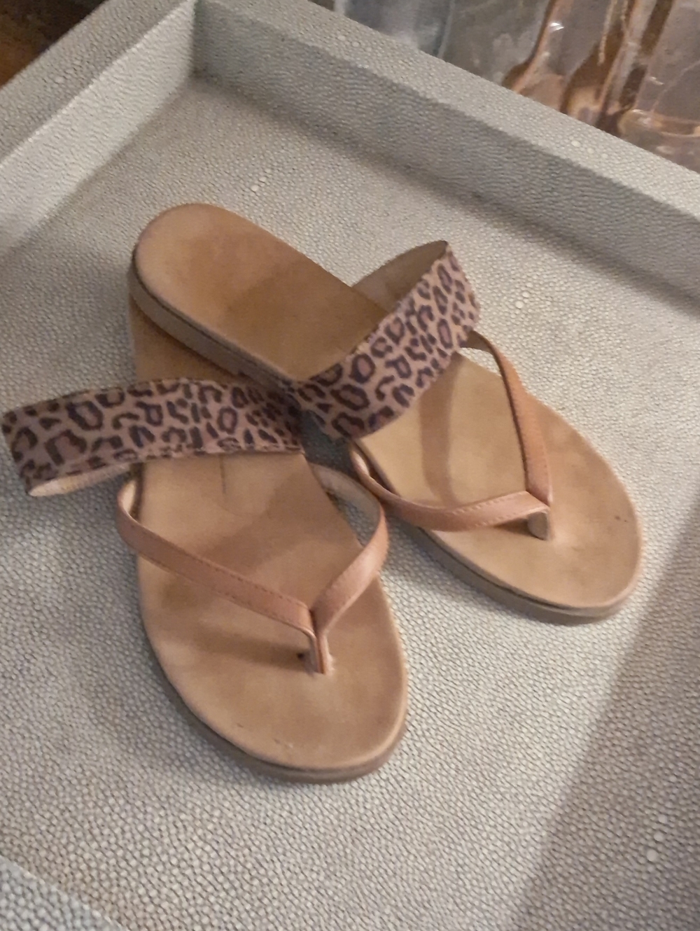 Report Brown Leopard-Print Thong Sandals